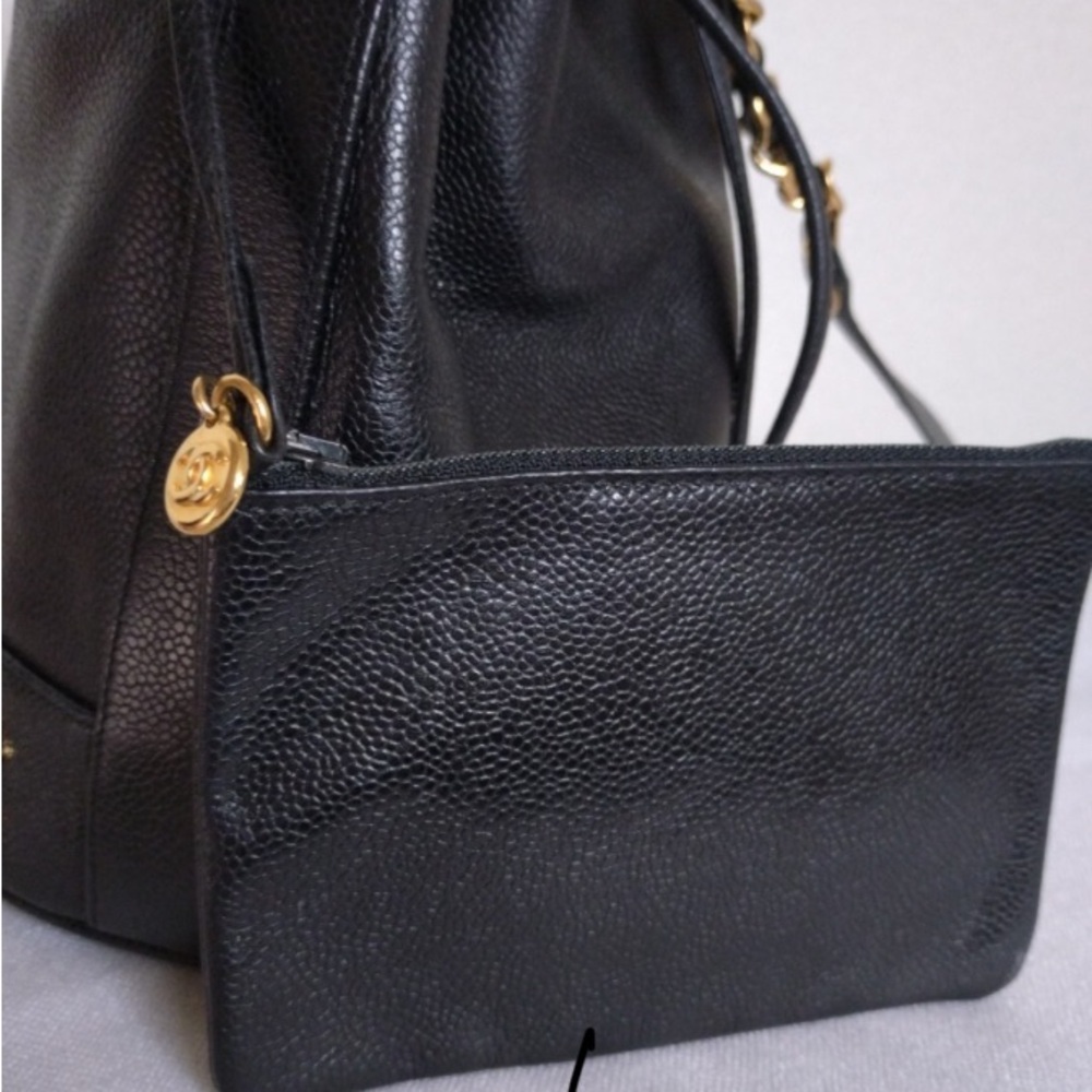 Chanel Caviar Triple CC Shoulder Bag Blk-  24K Gold plated - Vintage/w COA - Picture 9 of 10